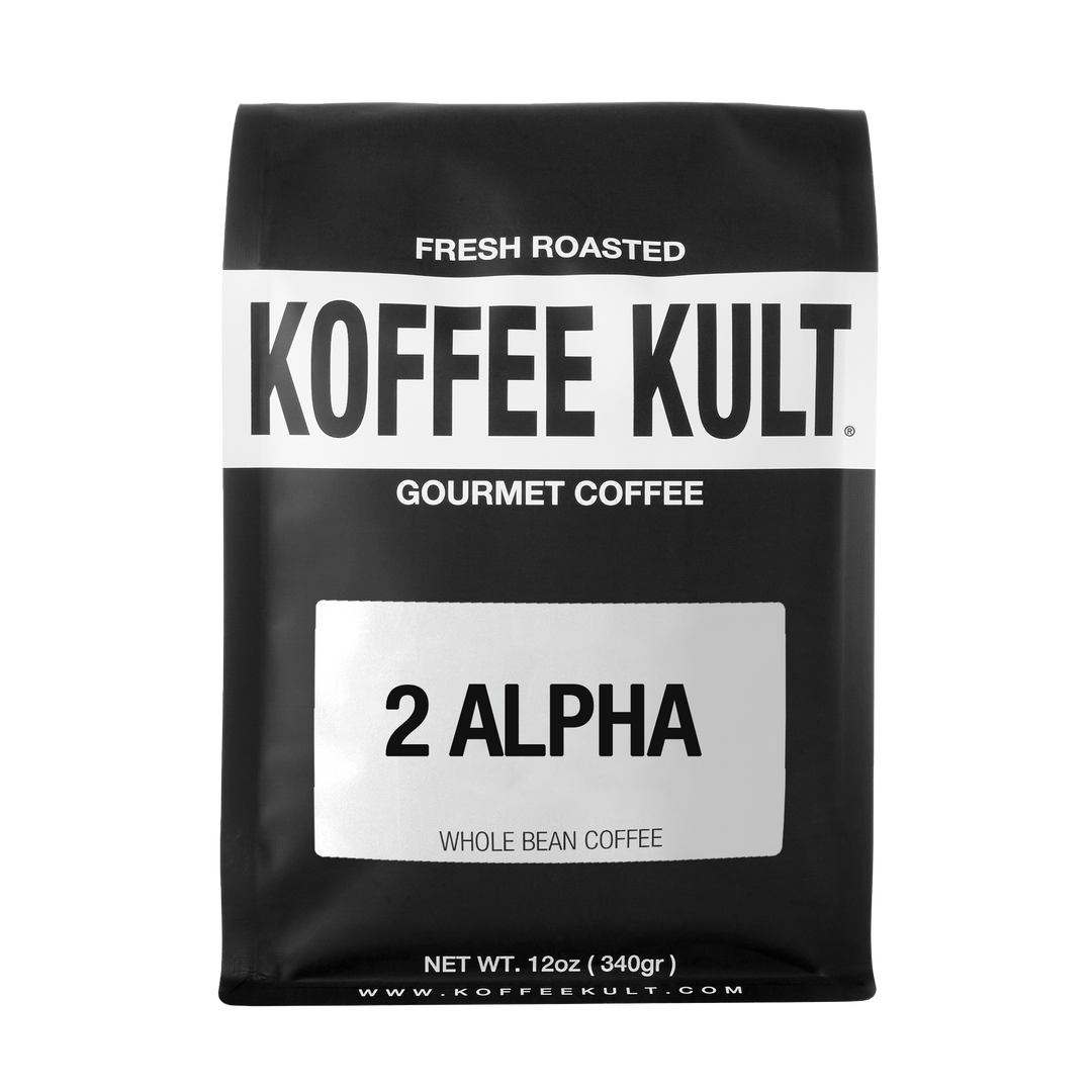 2 Alpha 12oz Whole Bean Coffee Front Facing