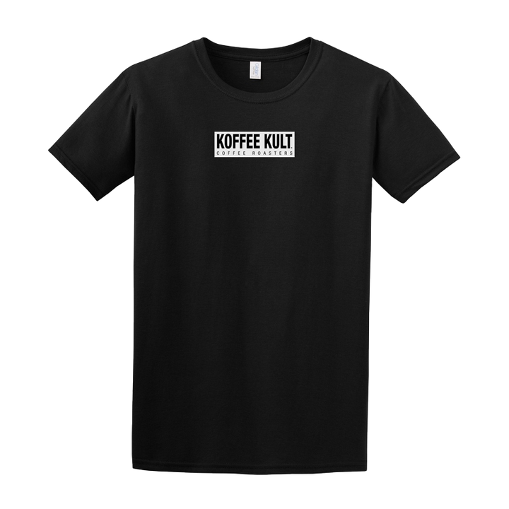 Black t-shirt with 'Koffee Kult' logo on a white background