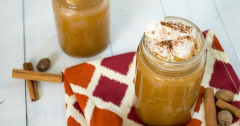 Pumpkin spice latte on table