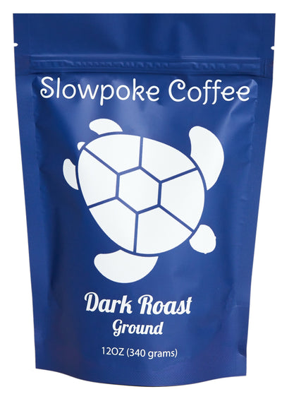 slow poke dark roast coffee front ground