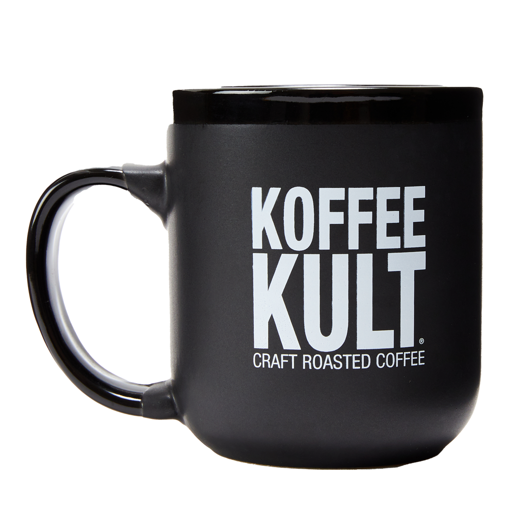 Koffee Kult Black Mug Left Facing