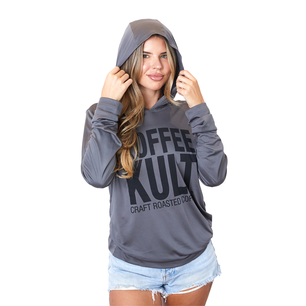 Gray Hoodie with Hood Up