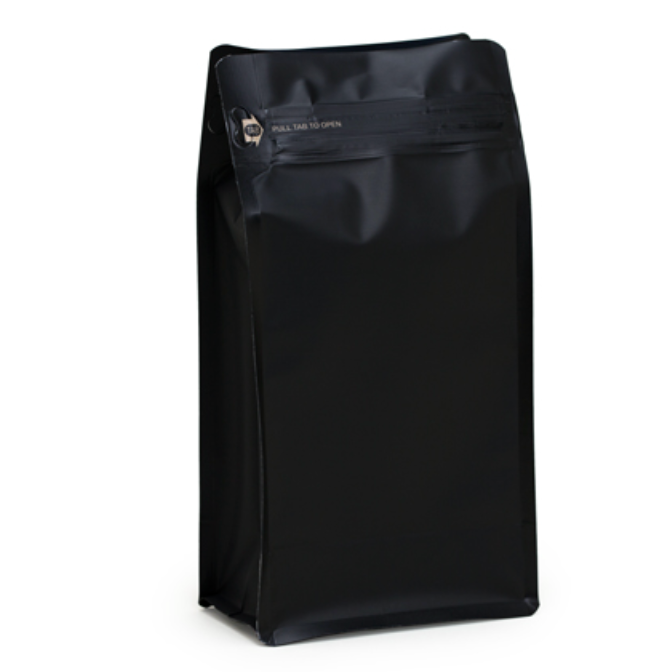 Black coffee bag on a white background
