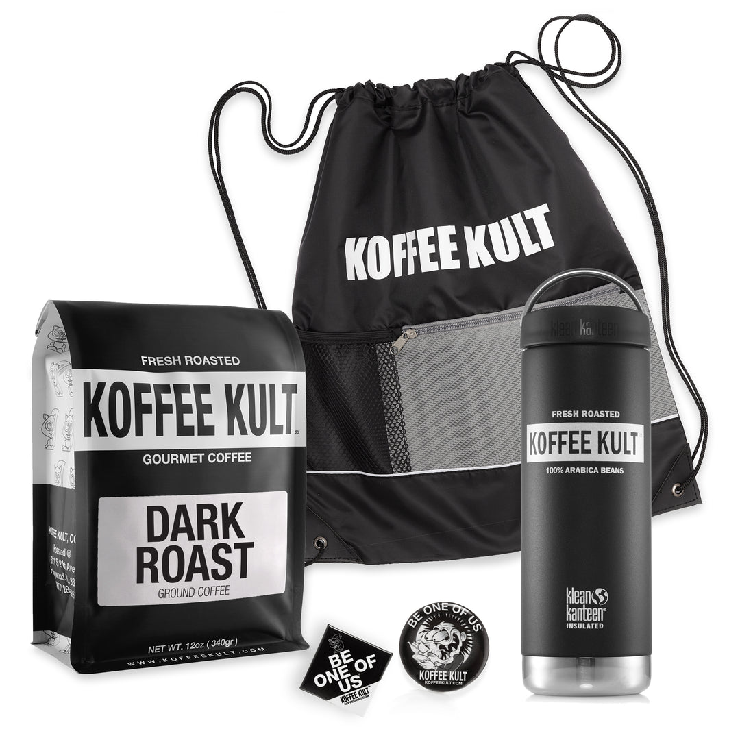 Gift bag with coffee and travel mug