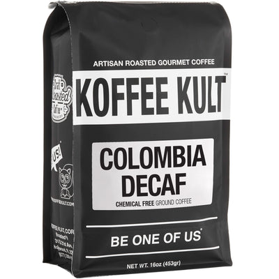 Colombian Decaf - Chemical Free water process decaf coffee 16oz ground front right