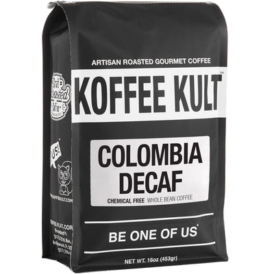 Colombian Decaf - Chemical Free water process decaf coffee 16oz whole bean front right