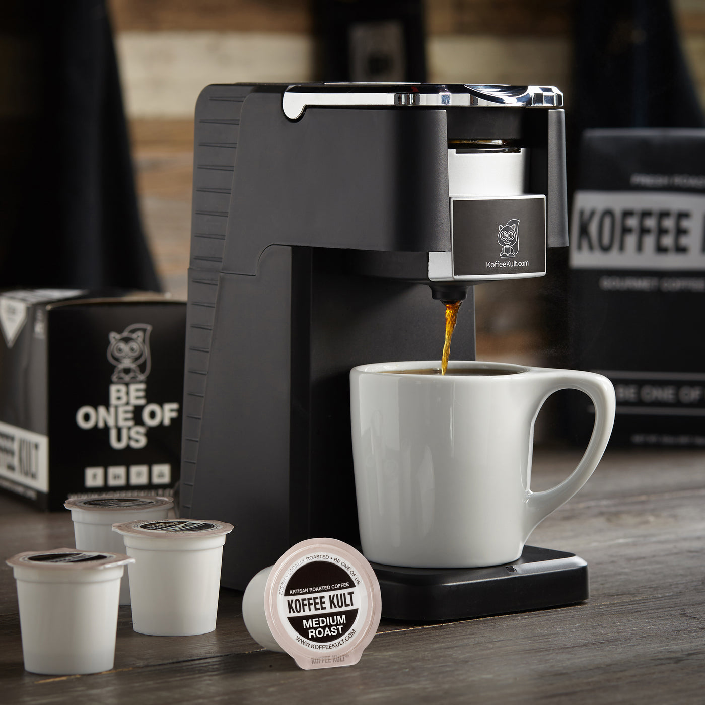 Original Koffee Kult Medium Roast coffee in single serve cups