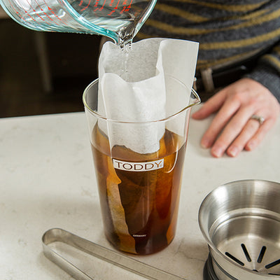 Toddy brewer in use